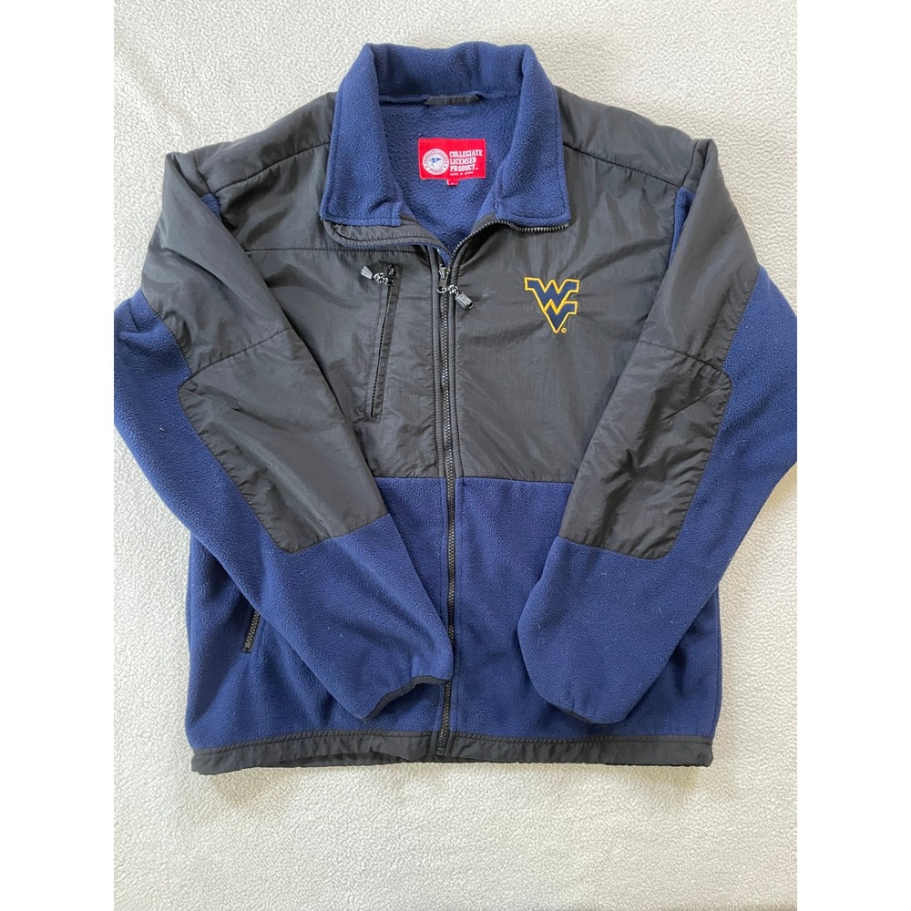 Vintage 90s WVU Collegiate Licensed Mens Large Fleece Jacket Blue West Virginia